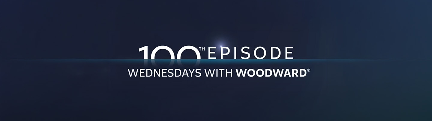 100th Episode Wednesdays with Woodward logo