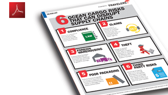 Graphic of six ocean cargo risks.