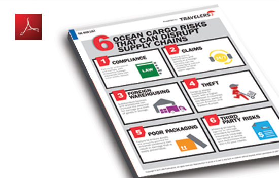 Graphic of six ocean cargo risks.