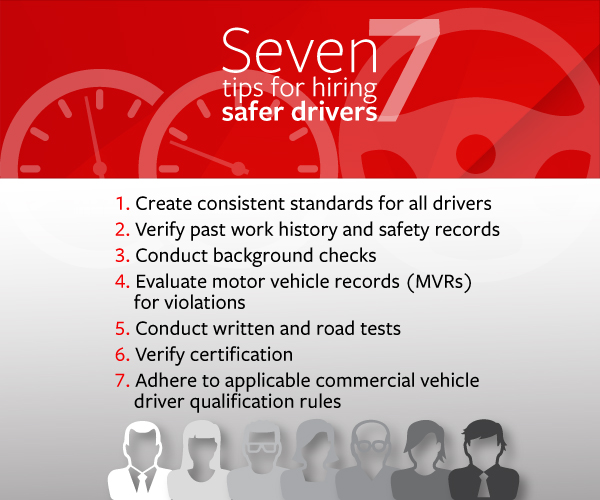 Seven tips for hiring safer drivers, see details below.
