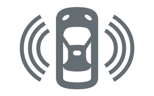 gray icon of a car with semi-circles on either side of it for emphasis