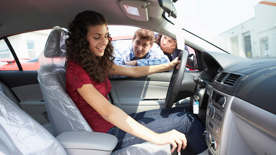 Teen driver testing out a new car.