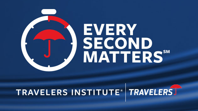 Every Second Matters logo with stopwatch graphic on blue background.