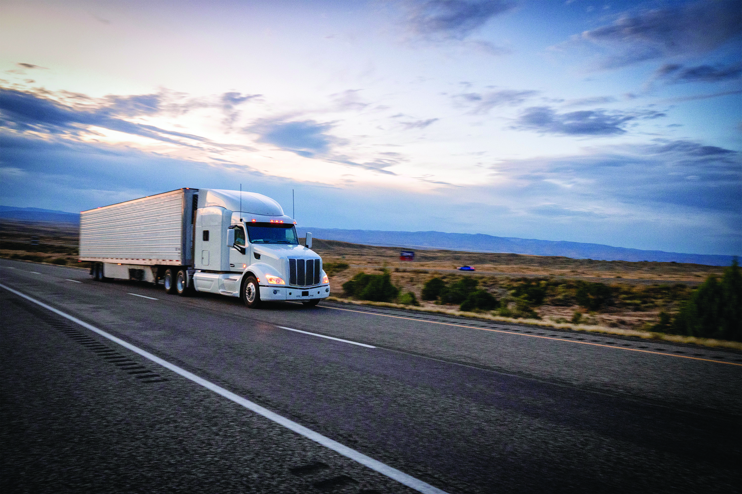 18-wheeler on a freeway