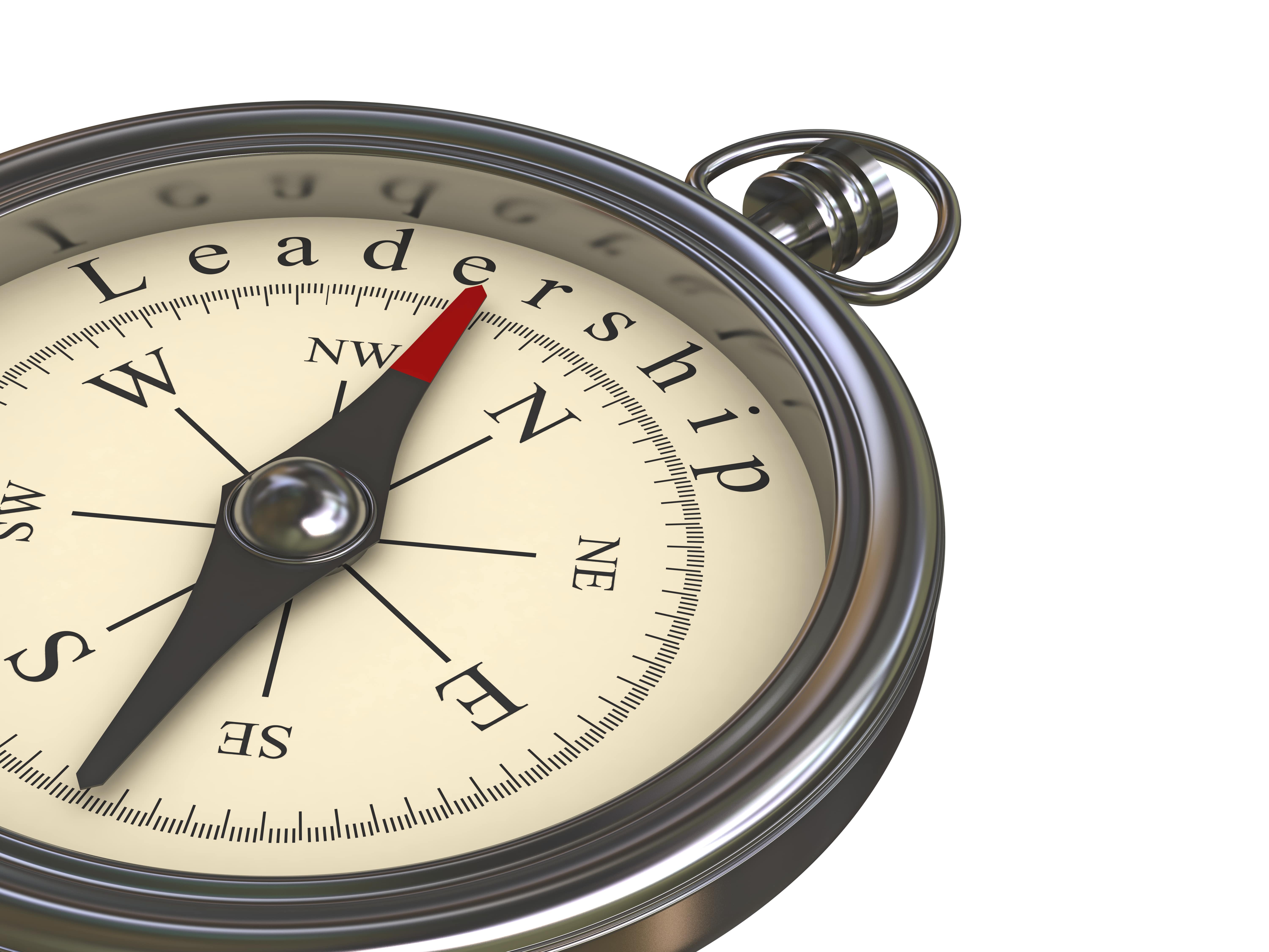 Compass pointing the way to leadership