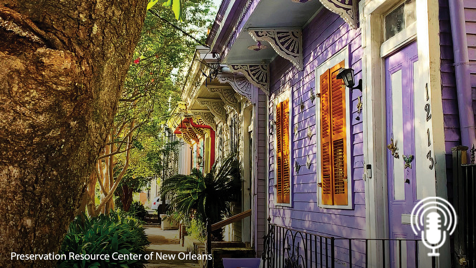 Photograph of a New Orleans street, credited to the Preservation Resource Center of New Orleans