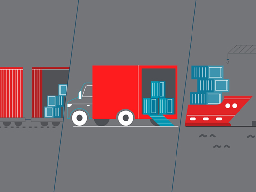 An illustration of a truck carrying cargo.  