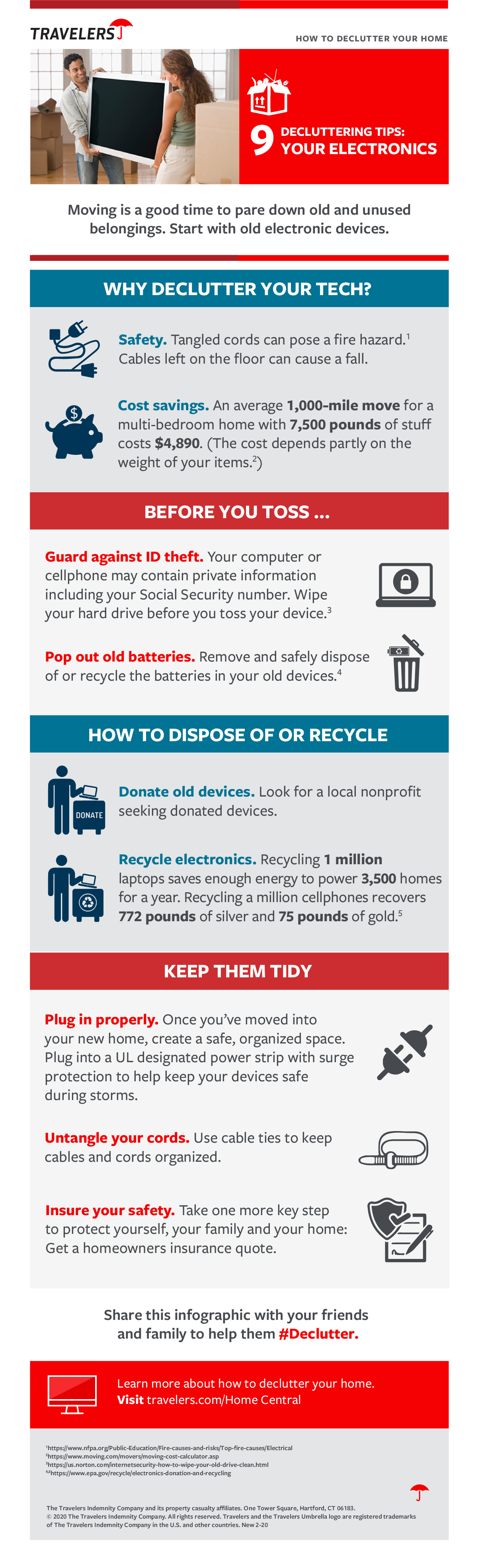 infographic for 9 tips on how to declutter your electronics