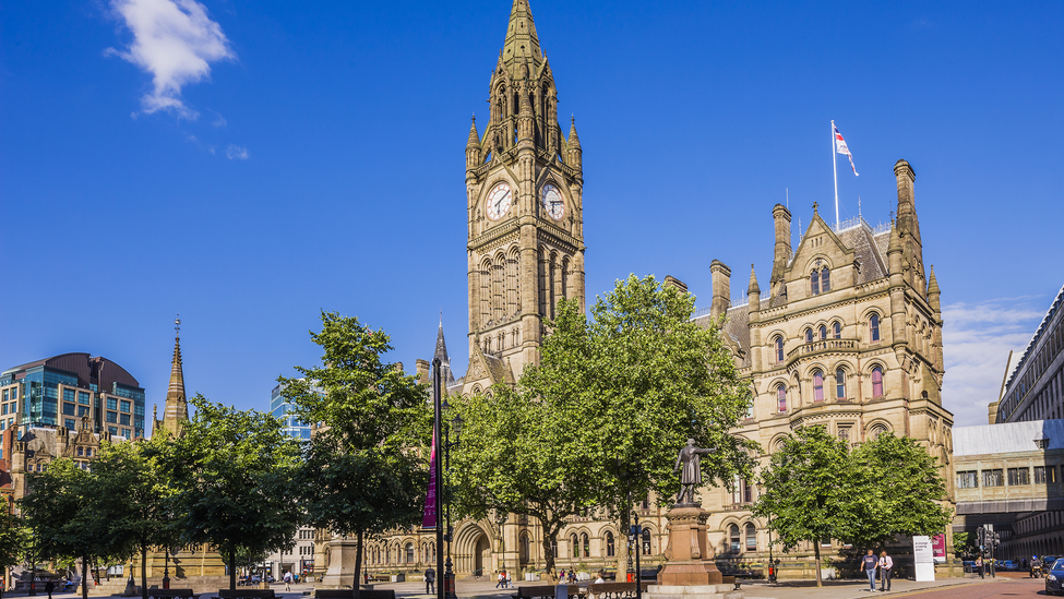 Manchester Town Hall in Manchester, England.