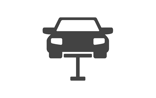Grey car on forklift icon.