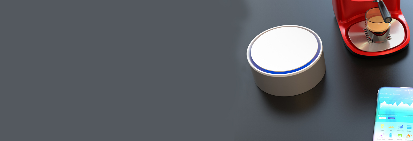 Array of Bluetooth devices on desk, shot from above