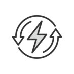 Lightning bolt inside circular arrows icon.