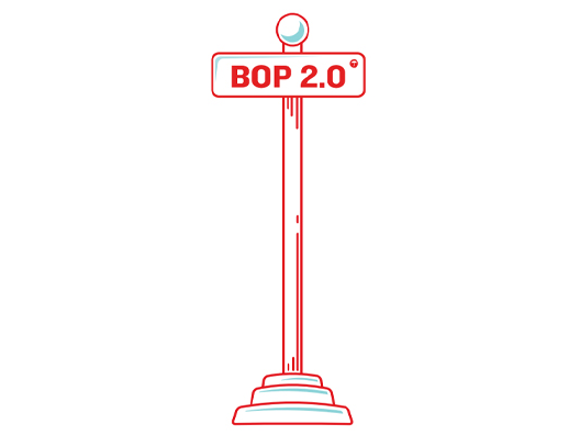 Sketch of a signpost labled "BOP 2.0".