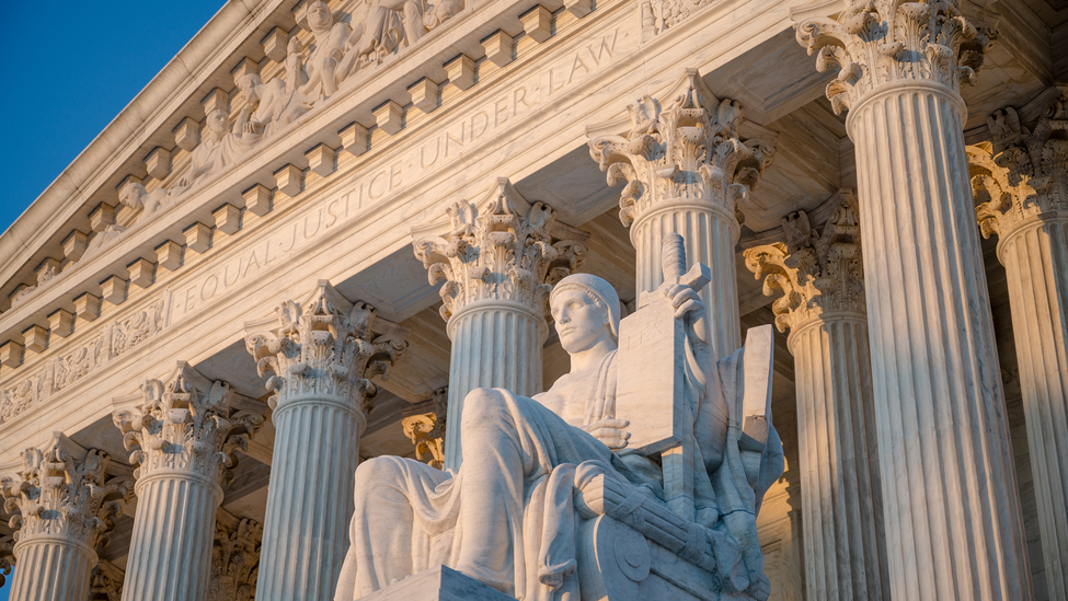 Statue in front of judicial building