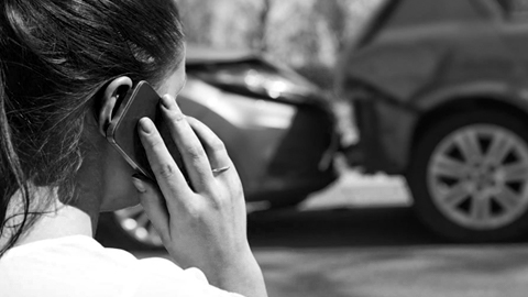 Woman calling for help after an accident.