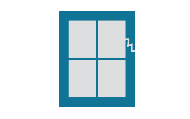 Illustration of a cracked window frame.