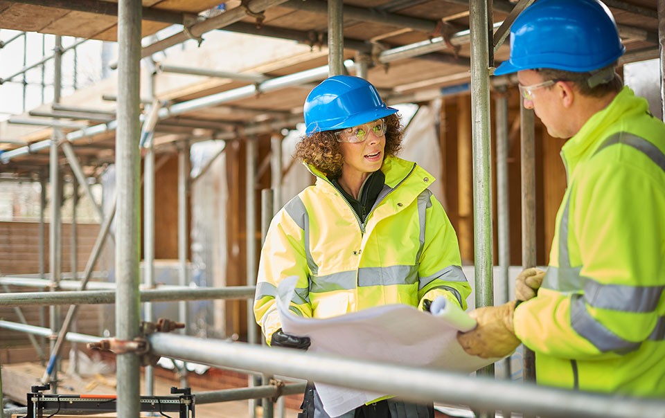 Men talking on jobsite