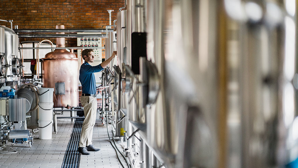 Craft brewer checking batch for risks.