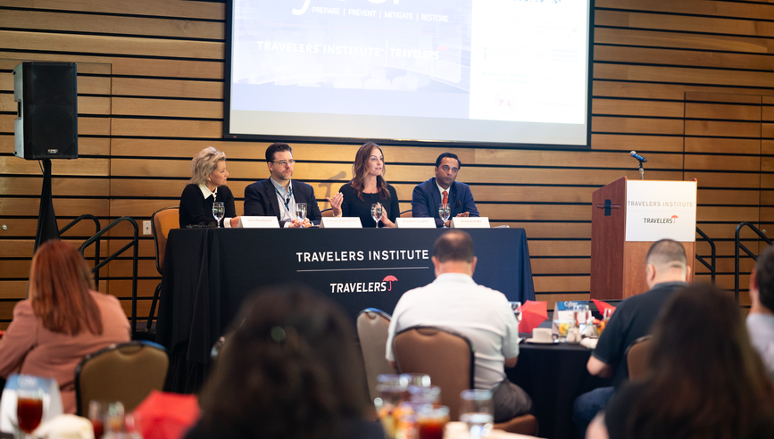 Four people in a panel discussion on cybersecurity in San Antonio