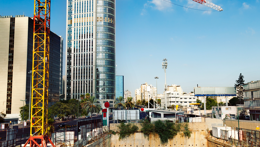 Foundation excavation in center of city.