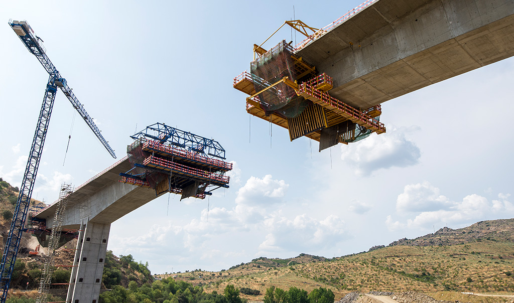 bridge construction over a valley.
