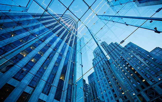 Skyscrapers in a business district of a city. 