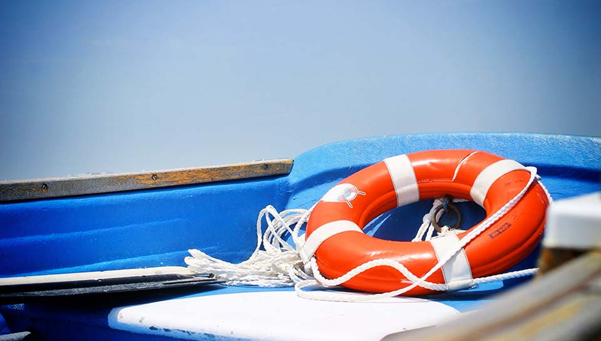 Emergency flotation device on boat.