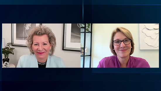 Joan Woodward and Geralyn Ritter on a Zoom call