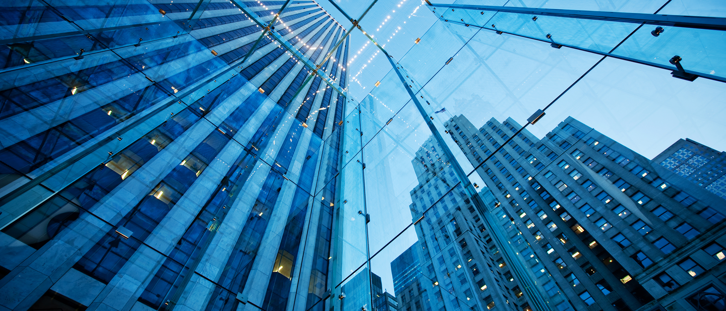 Skyscrapers in a business district of a city.