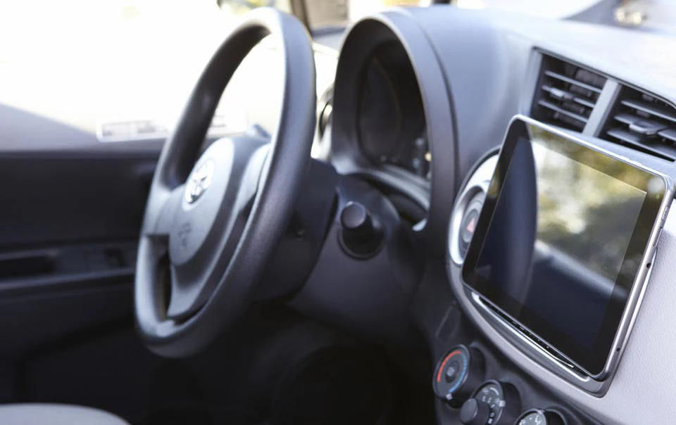 GPS in the front seat of a car.