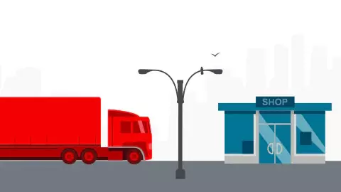 Graphic of truck on road.