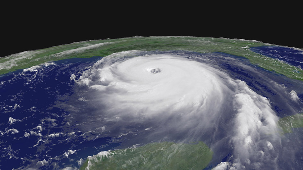 Hurricane over earth as viewed from space