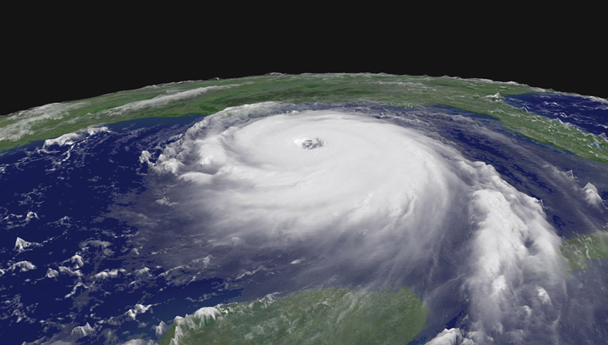 Hurricane view from space on earth.