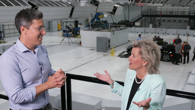 Joan Woodward live at the IIHS crash test site