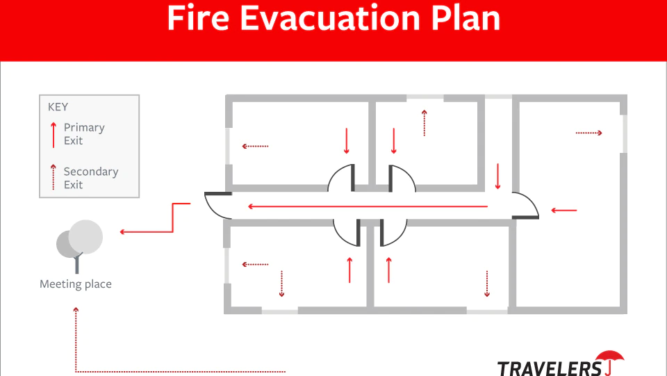 Illustration of a home fire evacuation plan.