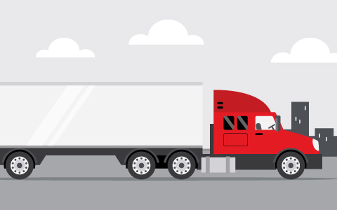 Infographic of red and white truck driving down a road
