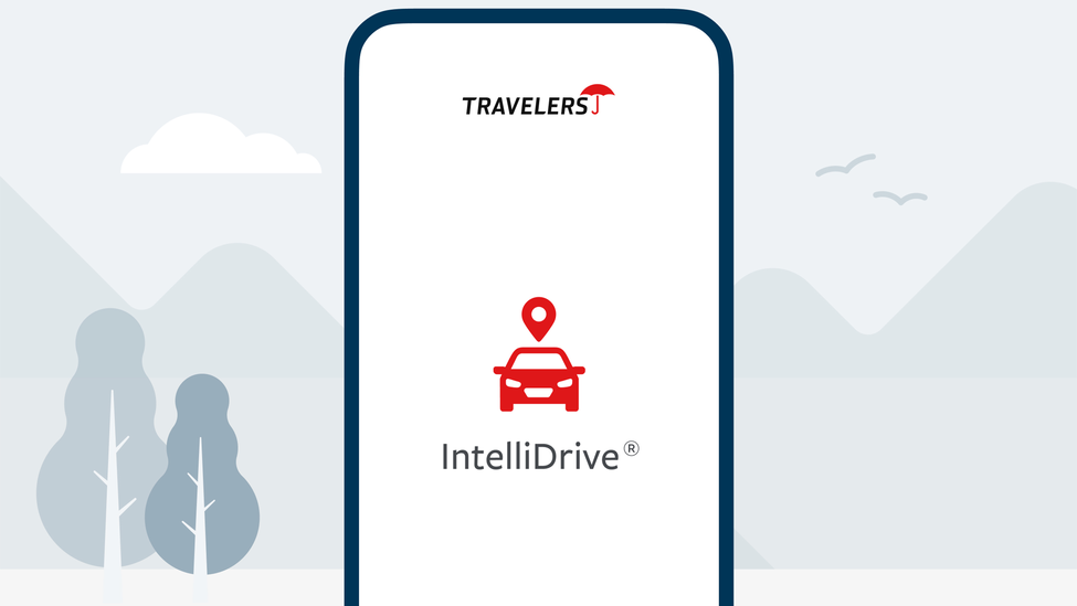 Image of a phone with the IntelliDrive logo on the screen.