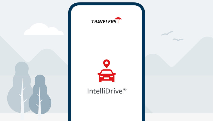 Image of a phone with the IntelliDrive logo on the screen.