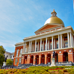 A stately building against a blue sky.