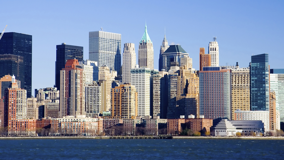 A picture of the Manhattan skyline taken from Liberty State Park NJ