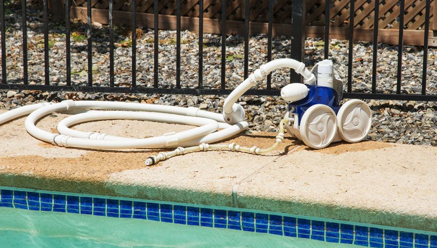 pool equipment on the side of the pool.