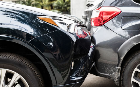 Minor rear-end car collision. 