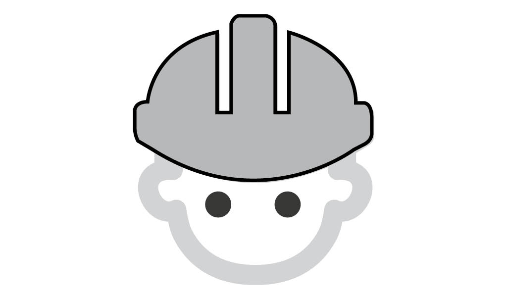 Grey icon with man in hard hat.