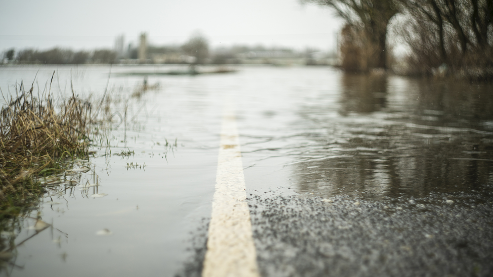 British Winter weather with floods and snow.