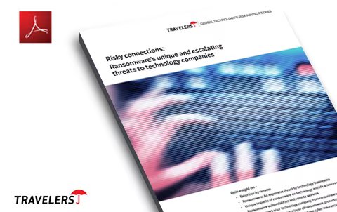 Ransomware’s unique and escalating threats to technology companies., white paper cover.