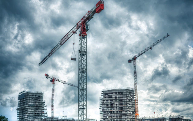 Severe weather rolling in to a construction site.