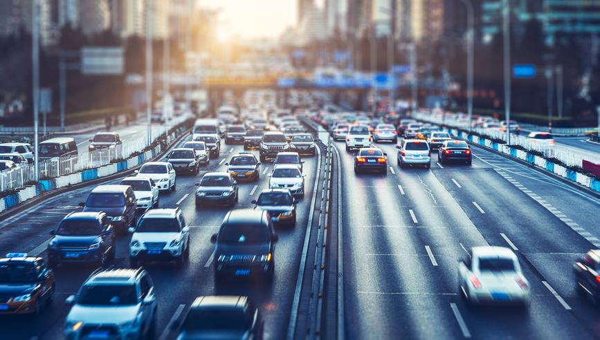 Rush-hour traffic in downtown Beijing