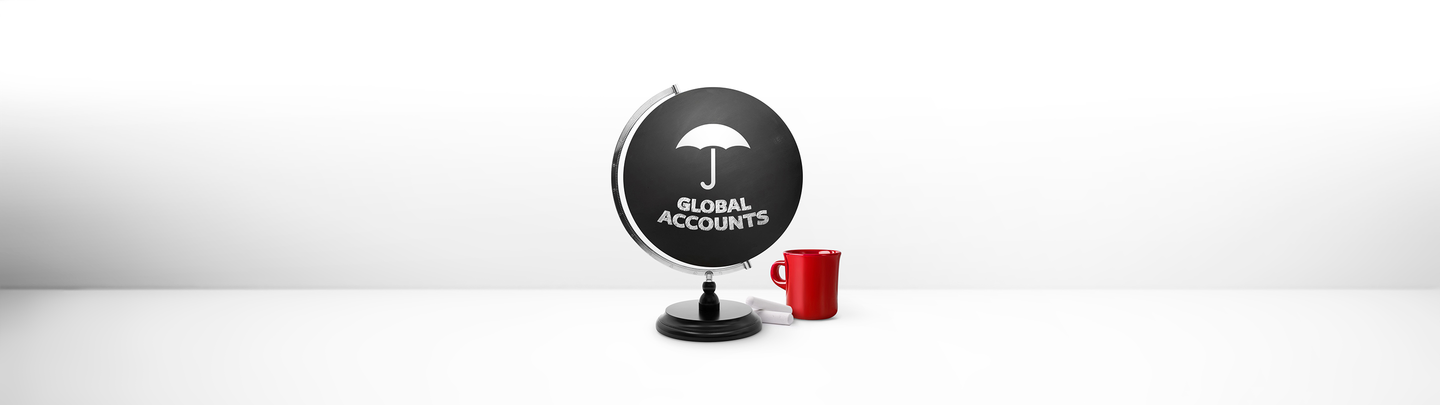 Global Accounts text on a black globe