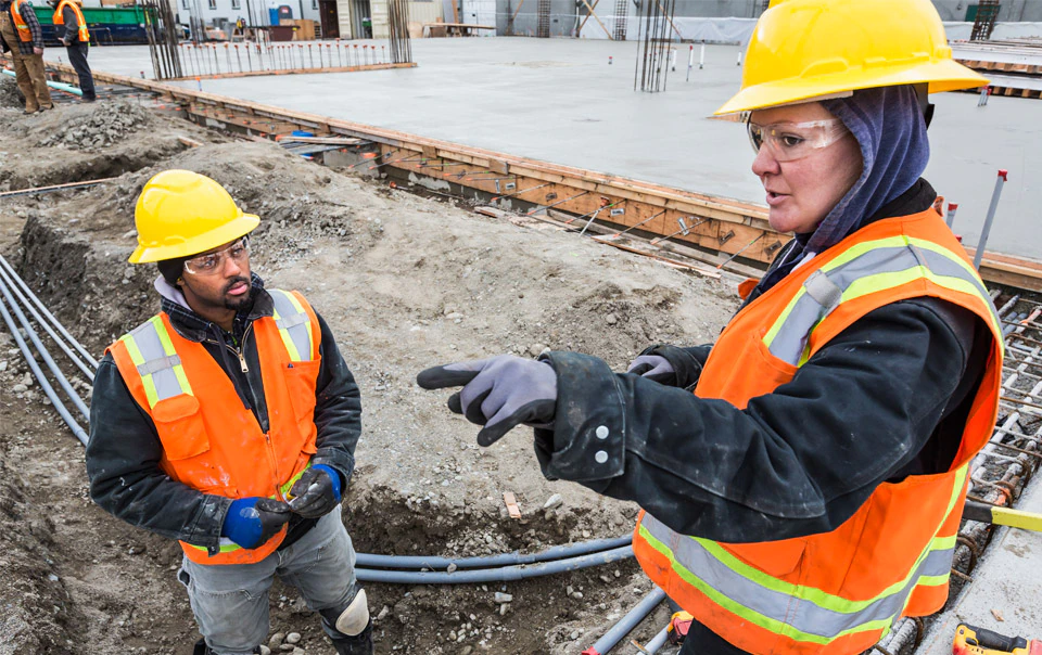 Utility contractors on a construction site.