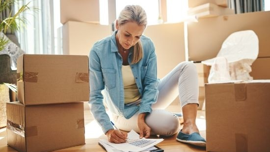 Woman packing.